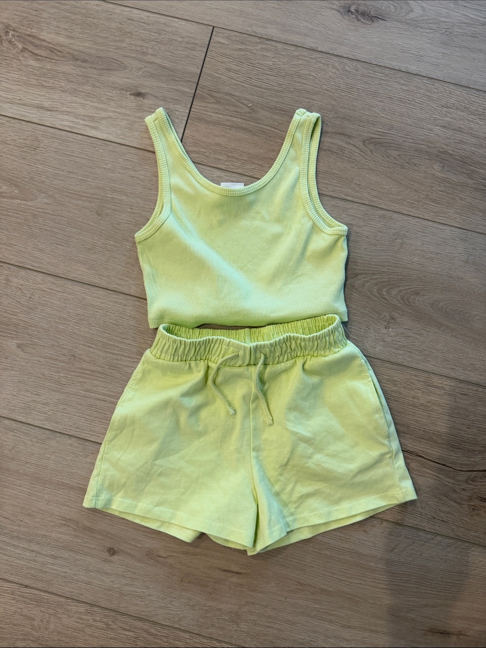 Zara Neon Lime Tank and Shorts Set